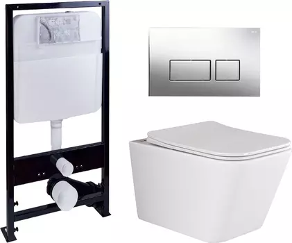 Комплект Унитаз подвесной Ceramica Nova Metric Rimless CN3007 с микролифтом, безободковый + Система инсталляции для унитазов EWRIKA ProLT 0026-2020 +