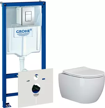 Комплект Унитаз подвесной Ceramica Nova Play + Инсталляция Grohe Rapid SL 38775001 4 в 1