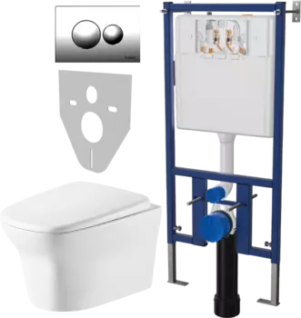 Комплект Унитаз подвесной Cerutti Spa Ami Aria 8780 безободковый, с микролифтом + Система инсталляции для унитазов DIWO 4501 + Кнопка смыва DIWO 7312 хром