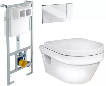 Комплект Унитаз подвесной Gustavsberg Hygienic Flush WWC 5G84HR01 безободковый + Система инсталляции для унитазов Система инсталляции для унитазов Gustavsberg EASYmont 92211461