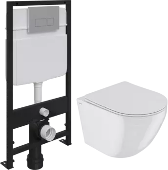 Комплект Унитаз подвесной IDDIS Blanco BLARDSEi25 безободковый, с микролифтом + Система инсталляции для унитазов EWRIKA ProLT 0026-2020 + Кнопка смыва EWRIKA 0040 хром матовый