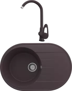 Комплект Мойка кухонная Domaci Солерно DN 750-06 трюфель + Смеситель для кухни Domaci Солерно UQ-006-06 трюфель