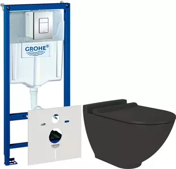 Комплект Система инсталляции Grohe Rapid SL 38775001 4 в 1 с кнопкой смыва + Унитаз подвесной STWORKI Rotenburg SWH52 безободковый