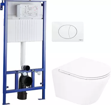 Комплект STWORKI Унитаз подвесной BelBagno Tre BB8001CHR/SC + Система инсталляции для унитазов STWORKI 510163 + кнопка смыва