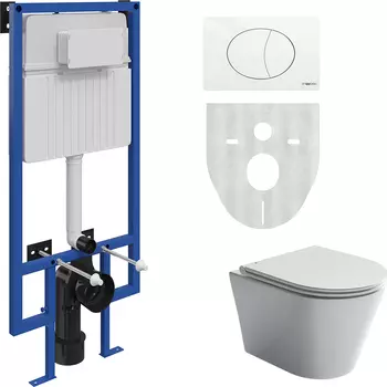 Комплект STWORKI Унитаз подвесной Ceramica Nova Forma CN3011 + Система инсталляции для унитазов STWORKI 510162 + кнопка смыва