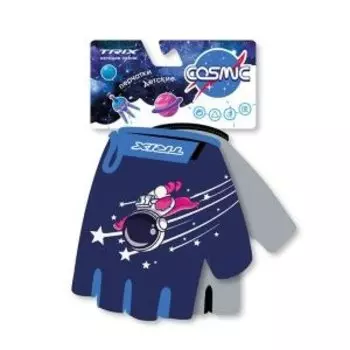 Перчатки велосипедные TRIX nw Cosmic, детские, короткие пальцы, синий, GL-TX-COSMIC-5XS-0