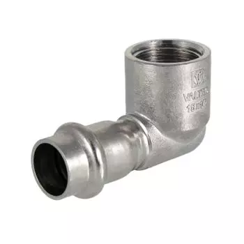 Угольник из нержавеющей стали 90° с ВР Ø28х3/4" VALTEC