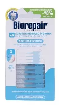 Мягкие межзубные ершики для одноразового применения Biorepair Antibatterico Disposable Rubber Picks S