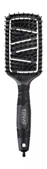 Массажная расческа для всех типов волос с натуральной щетиной Kosmoshtuchki Professional Bio Blow-Through Comb Black