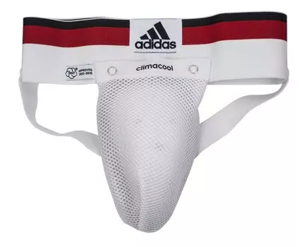 Защита паха Adidas Official WKF Mens Groin Guard белая мужская 662.10