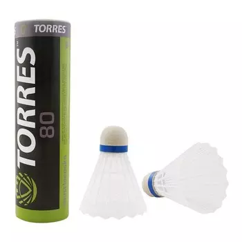 Воланы для бадминтона Torres 80 BD-107 6 шт белый