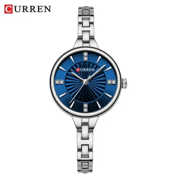 CURREN Новые женские роскошные часы, модные женские кварцевые наручные часы, лучший бренд, циферблат со стразами, водонепроницаемые часы Reloj Mujer золотой