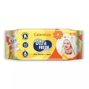 ULTRA FRESH Влажные салфетки для детей и мам c календулой Baby 60