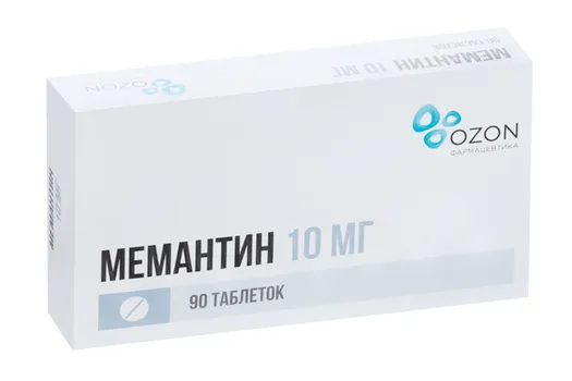 Мемантин 10 мг, 90 шт, таблетки покрытые пленочной оболочкой