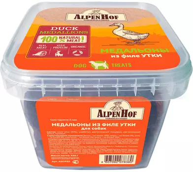 Лакомство Alpenhof для собак медальоны с уткой (450 гр)