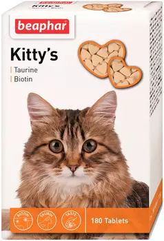 Лакомство Beaphar Kitty’s + Taurine-biotin для кошек витаминизированное с таурином и биотином (180 шт)