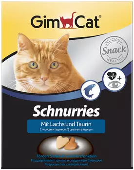 Лакомство Gimcat Schnurries Salmon витаминизированное для кошек сердечки с лососем и таурином 420 гр (1 х 2 шт)