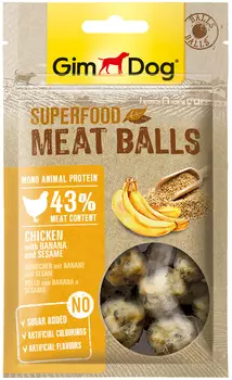Лакомство GimDog Superfood для собак мясные шарики с курицей, бананом и кунжутом (70 гр)