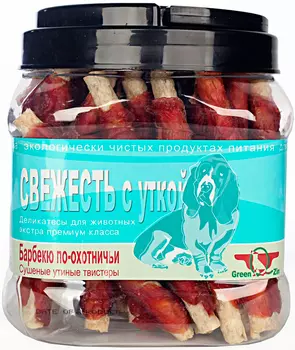 Лакомство Green Qzin Свежесть для собак всех пород утиные твистеры сушеные 750 гр (1 шт)