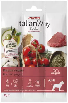 Лакомство Italian Way колбаски для взрослых собак с говядиной и имбирем (10 гр х 3 шт)