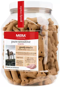Лакомство Mera Pure Sensitive Goody Snacs Truthahn &amp; Reiseis для собак с чувствительным пищеварением снеки с индейкой и рисом 600 гр (1 шт)