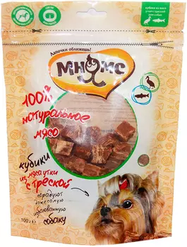 Лакомство мнямс для собак кубики из мяса утки с треской (100 гр)