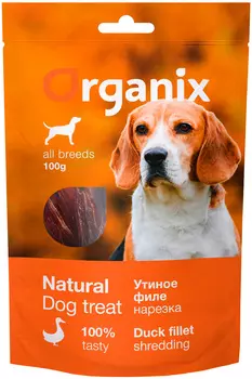 Лакомство Organix для взрослых собак всех пород нарезка утиного филе (100 гр)
