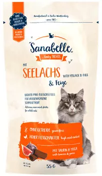 Лакомство Sanabelle Snack для кошек мини колбаски мясные с сайдой и инжиром 55 гр (1 шт)