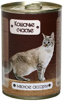 кошачье счастье для взрослых кошек с мясным ассорти (410 гр х 20 шт)
