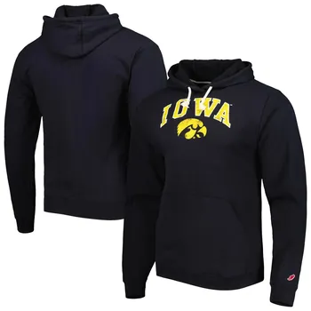 Мужская лига студенческая одежда черный флисовый пуловер с капюшоном Iowa Hawkeyes Arch Essential