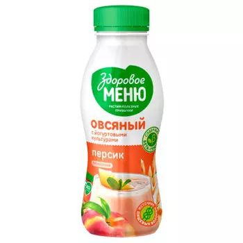 Продукт овсяный здоровое меню 0.25 л с йогуртовыми культурами персик пл/бут