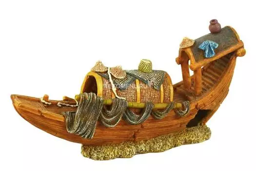 Декорация пластиковая PRIME "Рыбацкая лодка затонувшая" 19x5.6x9.7см