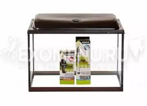Аквариум AquaPlus STD П72 венге (600х300х460-5) прямоугольный, 66 л., со светильником 1х14Вт. + оборудование (помпа Fan-1, рег. нагреватель T75)