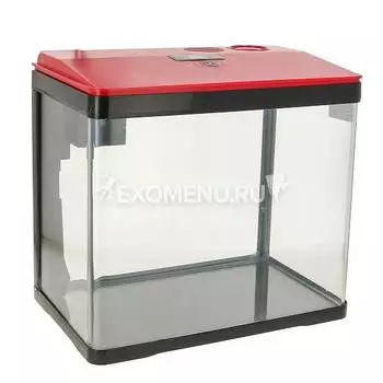 Аквариум PRIME, 15л, красно-черный, с LED светильником, фильтром и кормушкой