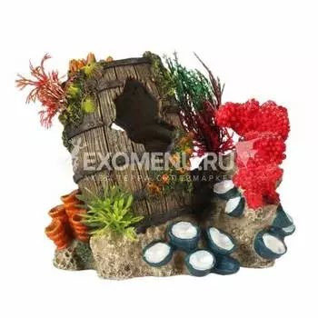 AQUA DELLA Декорация для аквариума "Бочка Sunken Artefact 2", 15.3x11.6x13.7см (Бельгия)