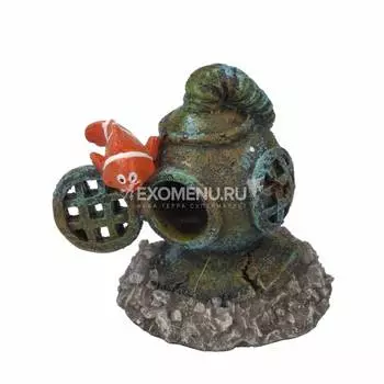AQUA DELLA Декорация для аквариума "Рыбка Немо на шлеме", зелёный, 4x3.2x5см (Бельгия)