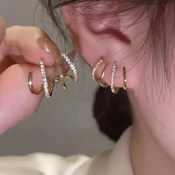Корейские серьги-клипсы с крючками для ушей для женщин, простые серьги золотого цвета, модные украшения, подарок на Новый год бездна