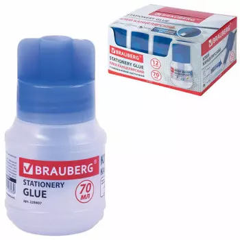 Клей канцелярский Brauberg 70мл с кисточкой 228407