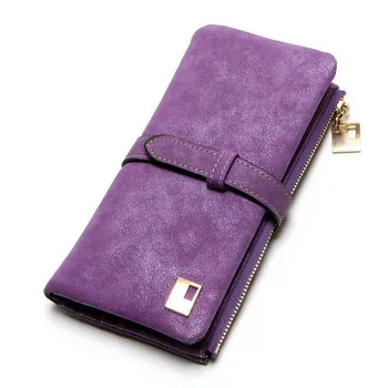 Yogodlns Модные женские кошельки Нубуковый кожаный кошелек на молнии Женский длинный дизайнерский кошелек 18*2.5*9cm синий
