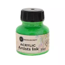 Тушь акриловая Manuscript "Acrylic Artists Ink" 30 мл, изумрудный