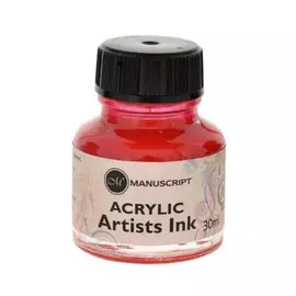 Тушь акриловая Manuscript "Acrylic Artists Ink" 30 мл, малиновый