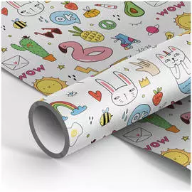 Упаковочная бумага белый крафт MESHU "WOW" 70*100 см, 70 г
