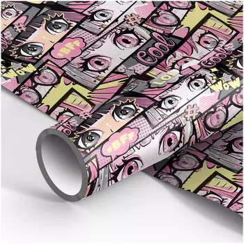Упаковочная бумага глянцевая MESHU "Anime girl", 70*100 см, 80 г