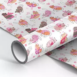 Упаковочная бумага глянцевая MESHU "Love U!" 70*100 см, 90 г