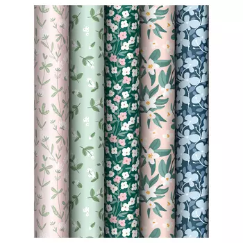 Упаковочная бумага глянцевая MESHU "Meadow" 70*100 см, 80 г, ассорти, 5 дизайнов