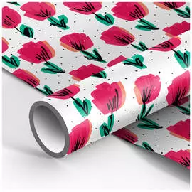 Упаковочная бумага глянцевая MESHU "Red tulips" 70*100 см, 90 г