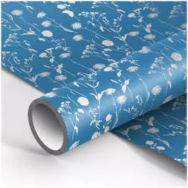 Упаковочная бумага MESHU "Silver flowers" 70х100 см, 90 г, глянец