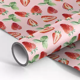 Упаковочная бумага MESHU "Strawberry" 70х100 см, 90 г, глянец