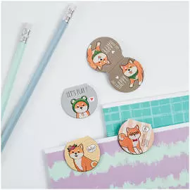 Закладки магнитные для книг MESHU "Cute dog" 4шт, 45*185 мм
