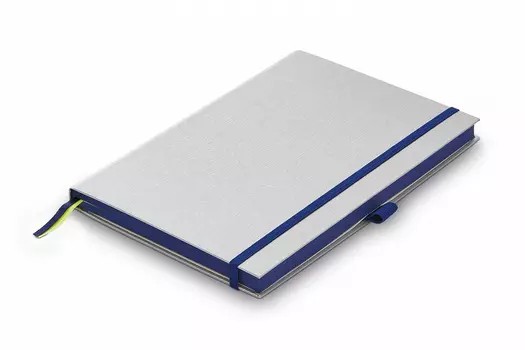 Записная книжка LAMY А6 192 стр, жесткая обложка серебристого цвета, обрез синий